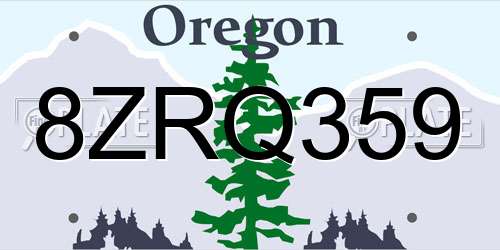 8ZRQ359 Oregon License Plate
