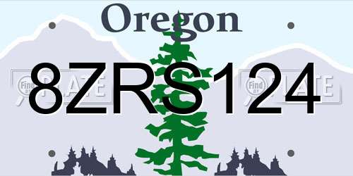 8ZRS124 Oregon License Plate