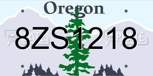 8ZS1218 Oregon License Plate