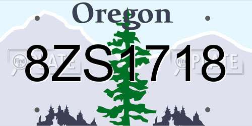 8ZS1718 Oregon License Plate