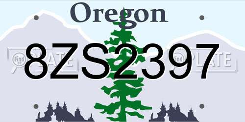 8ZS2397 Oregon License Plate