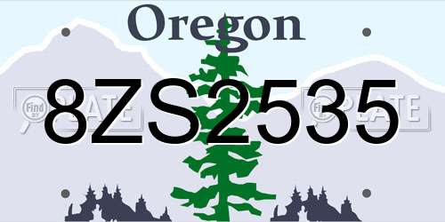 8ZS2535 Oregon License Plate