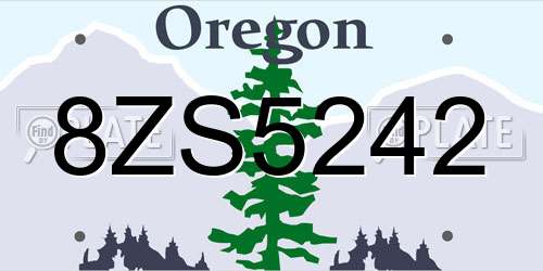 8ZS5242 Oregon License Plate