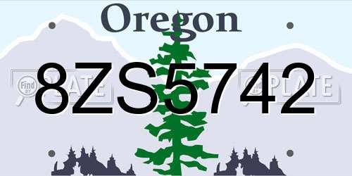 8ZS5742 Oregon License Plate