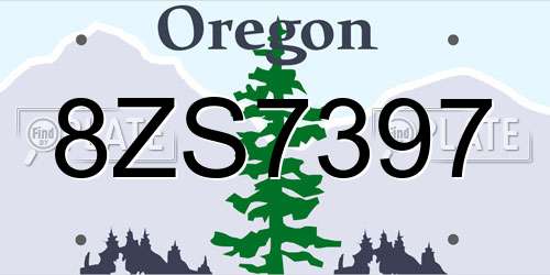8ZS7397 Oregon License Plate