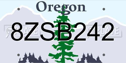 8ZSB242 Oregon License Plate