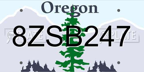 8ZSB247 Oregon License Plate