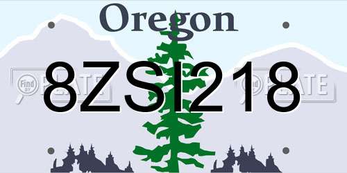 8ZSI218 Oregon License Plate
