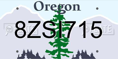8ZSI715 Oregon License Plate