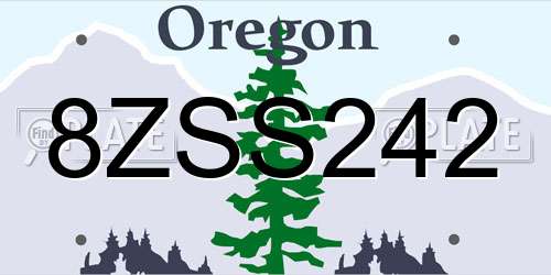 8ZSS242 Oregon License Plate
