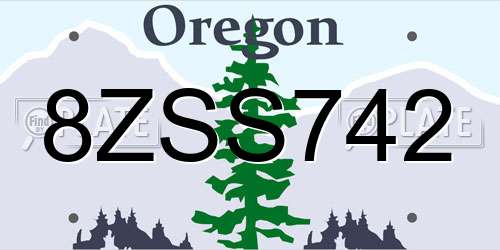 8ZSS742 Oregon License Plate