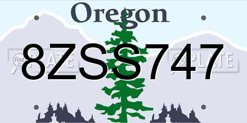 8ZSS747 Oregon License Plate