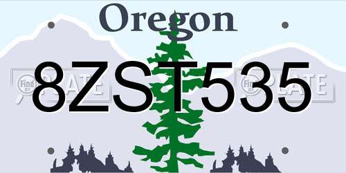 8ZST535 Oregon License Plate