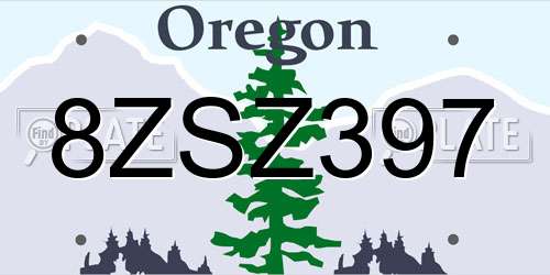 8ZSZ397 Oregon License Plate
