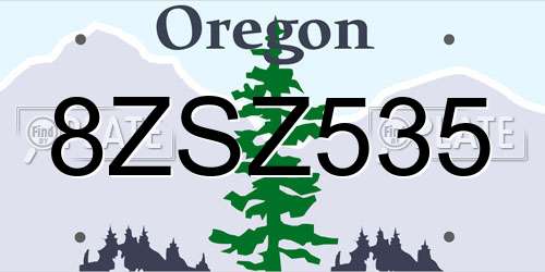 8ZSZ535 Oregon License Plate