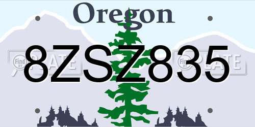 8ZSZ835 Oregon License Plate