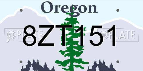 8ZT151 Oregon License Plate
