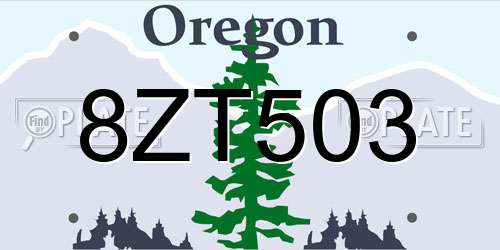 8ZT503 Oregon License Plate