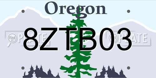 8ZTB03 Oregon License Plate