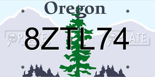 8ZTL74 Oregon License Plate