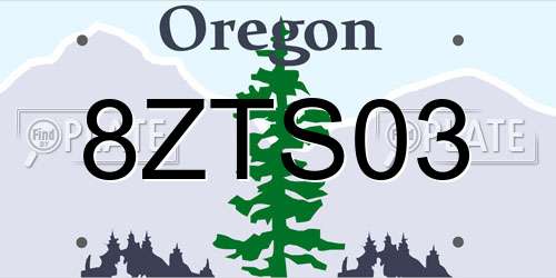 8ZTS03 Oregon License Plate