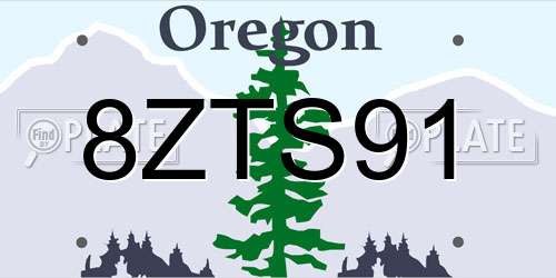 8ZTS91 Oregon License Plate
