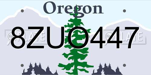 8ZUO447 Oregon License Plate