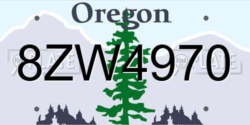 8ZW4970 Oregon License Plate