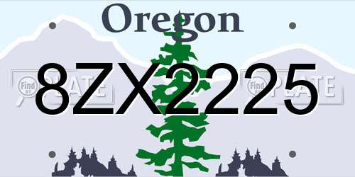 8ZX2225 Oregon License Plate