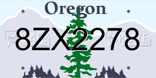 8ZX2278 Oregon License Plate