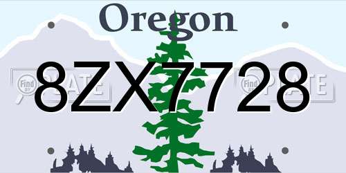 8ZX7728 Oregon License Plate