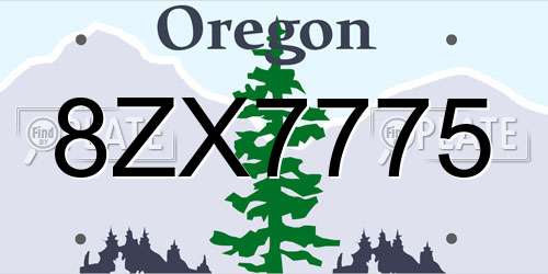 8ZX7775 Oregon License Plate