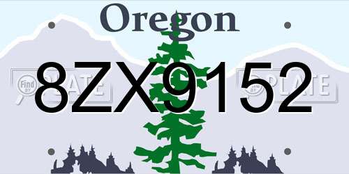8ZX9152 Oregon License Plate