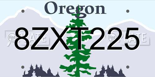 8ZXT225 Oregon License Plate