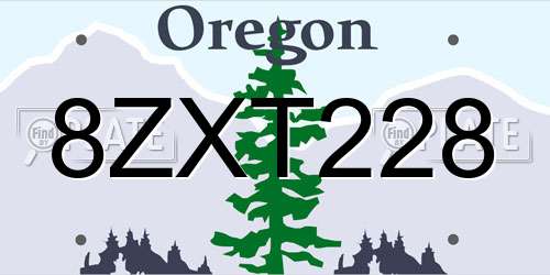 8ZXT228 Oregon License Plate