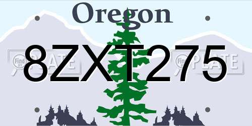 8ZXT275 Oregon License Plate