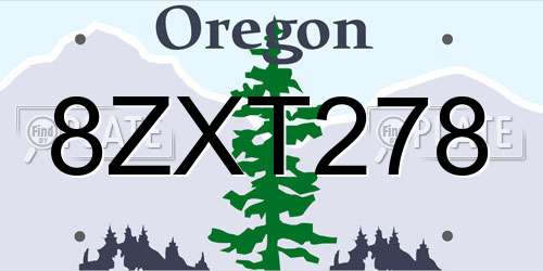 8ZXT278 Oregon License Plate