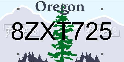 8ZXT725 Oregon License Plate
