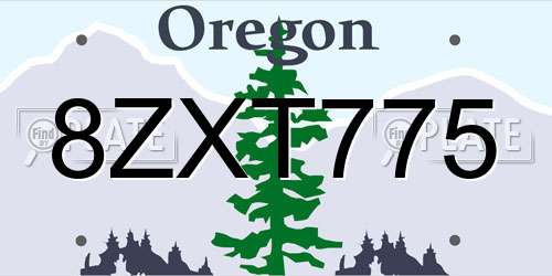 8ZXT775 Oregon License Plate