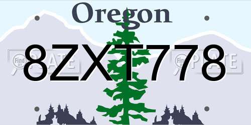 8ZXT778 Oregon License Plate