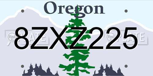8ZXZ225 Oregon License Plate