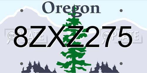 8ZXZ275 Oregon License Plate