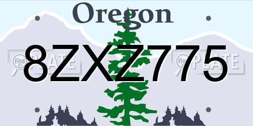 8ZXZ775 Oregon License Plate