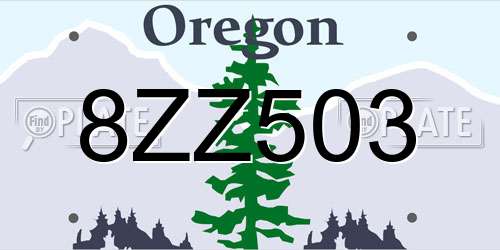 8ZZ503 Oregon License Plate