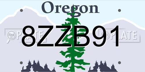 8ZZB91 Oregon License Plate