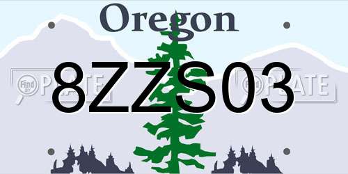 8ZZS03 Oregon License Plate