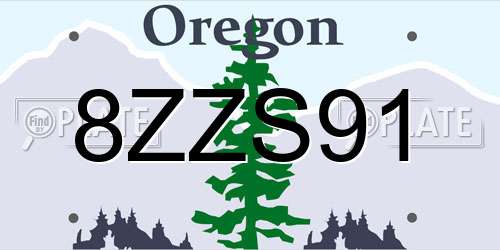 8ZZS91 Oregon License Plate