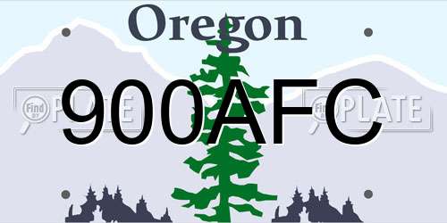 900AFC Oregon License Plate