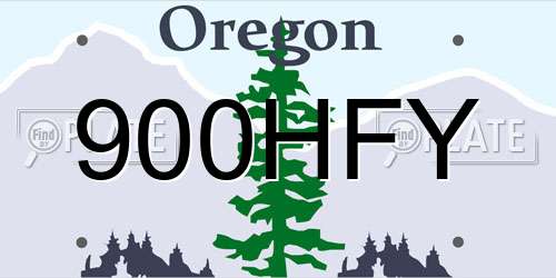 900HFY Oregon License Plate