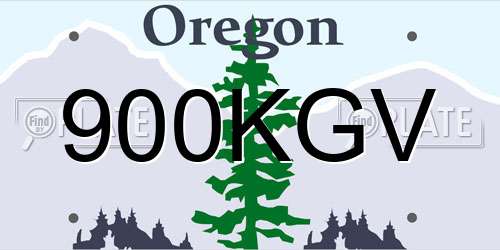 900KGV Oregon License Plate